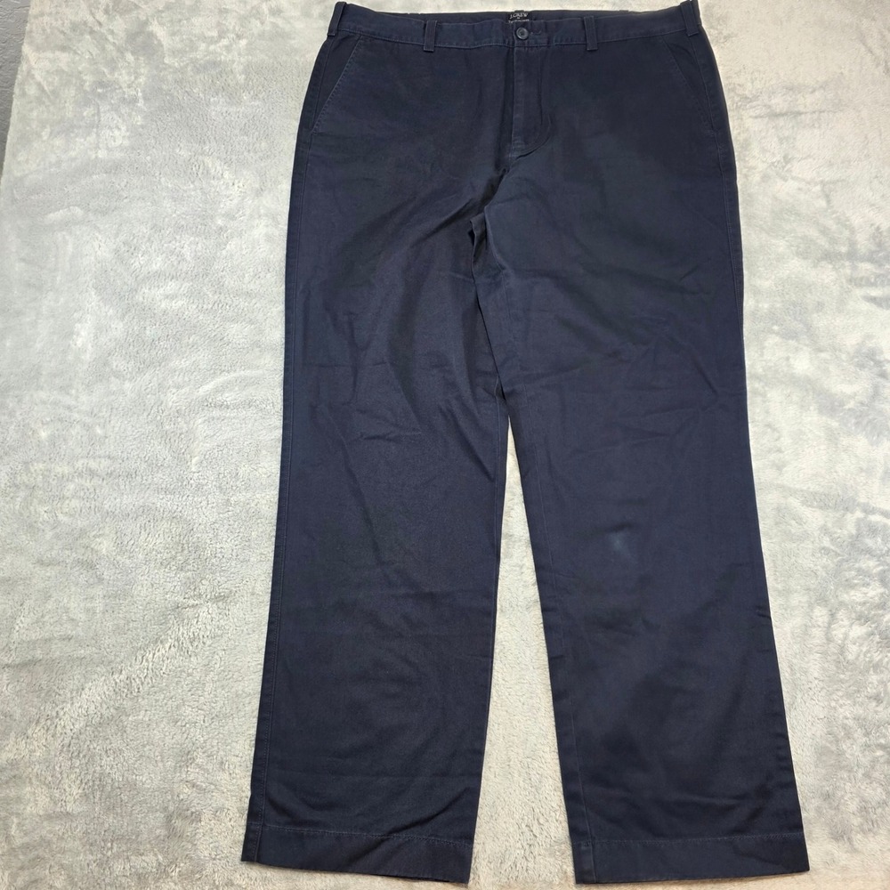J.Crew Mens 38x32 Navy Blue The Bleecker Chino Pants 100% Cotton Straight Leg